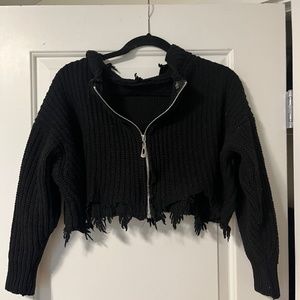 Cropped black hoodie